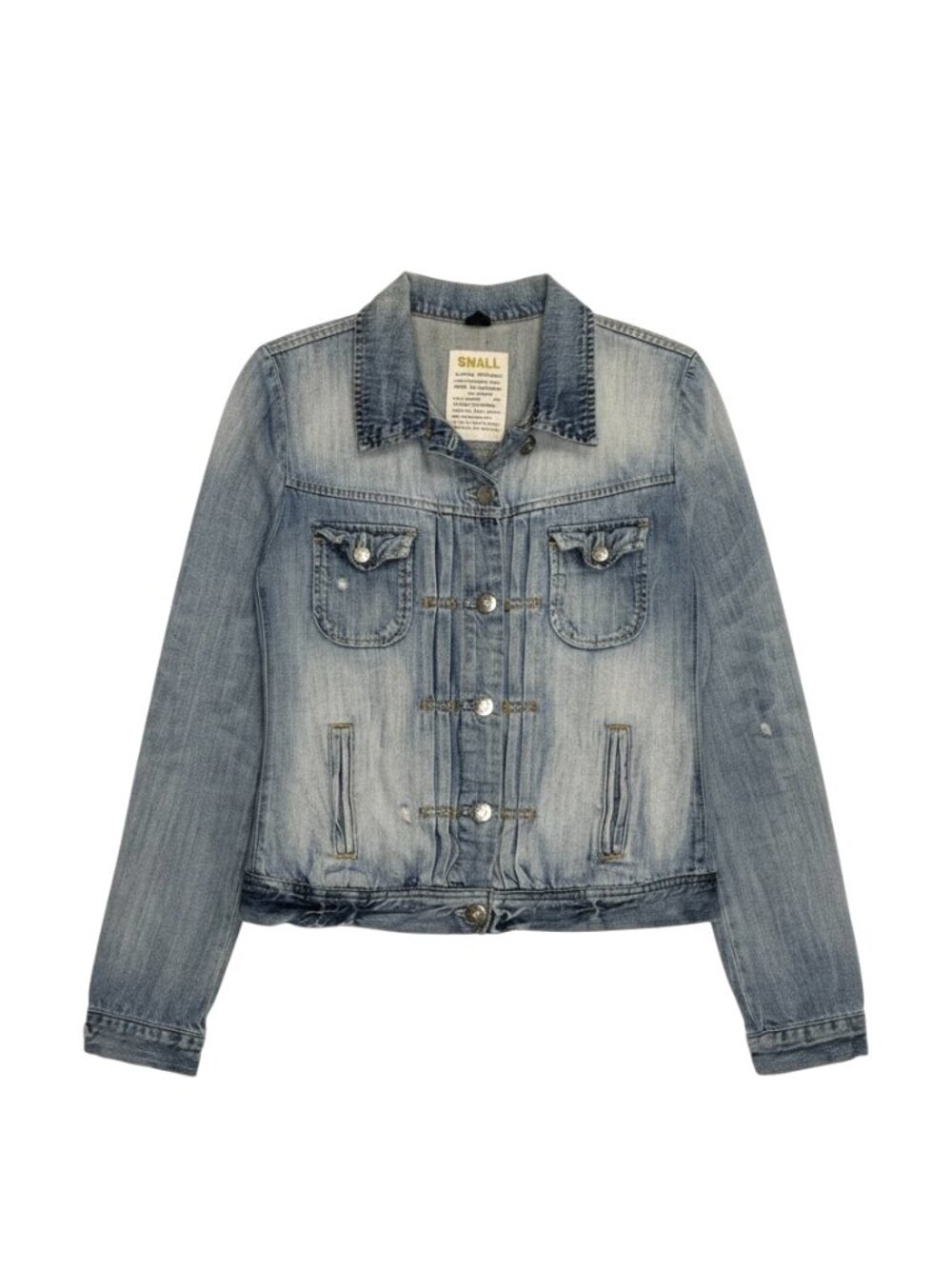 J Crew Denim Jean Jacket Distressed Pleated Button Front Blue S